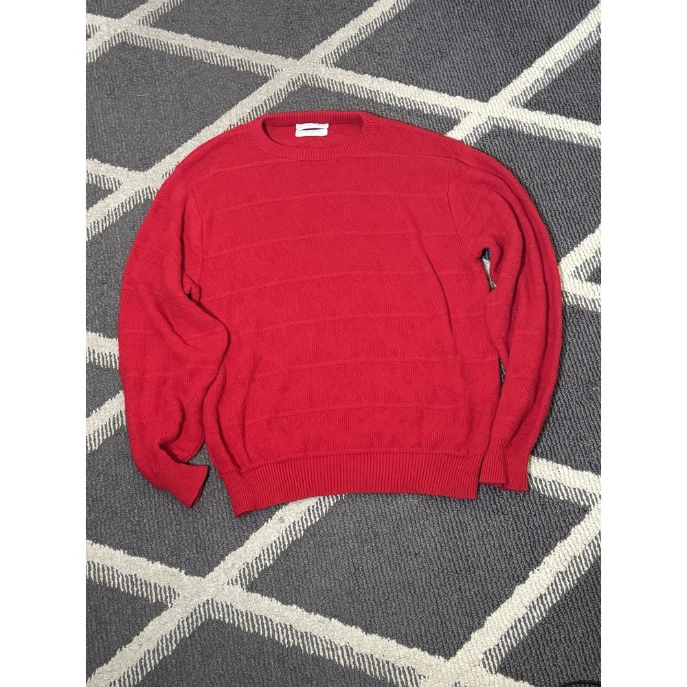 VTG 70s Christian Dior Monsieur Red Men's L Cardigan Sweater Made In USA Acrylic